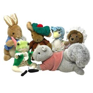EDEN Peter Rabbit Lot 6 Plush Squirrel Frog Duck Hedgehog Beatrix Potter Vintage